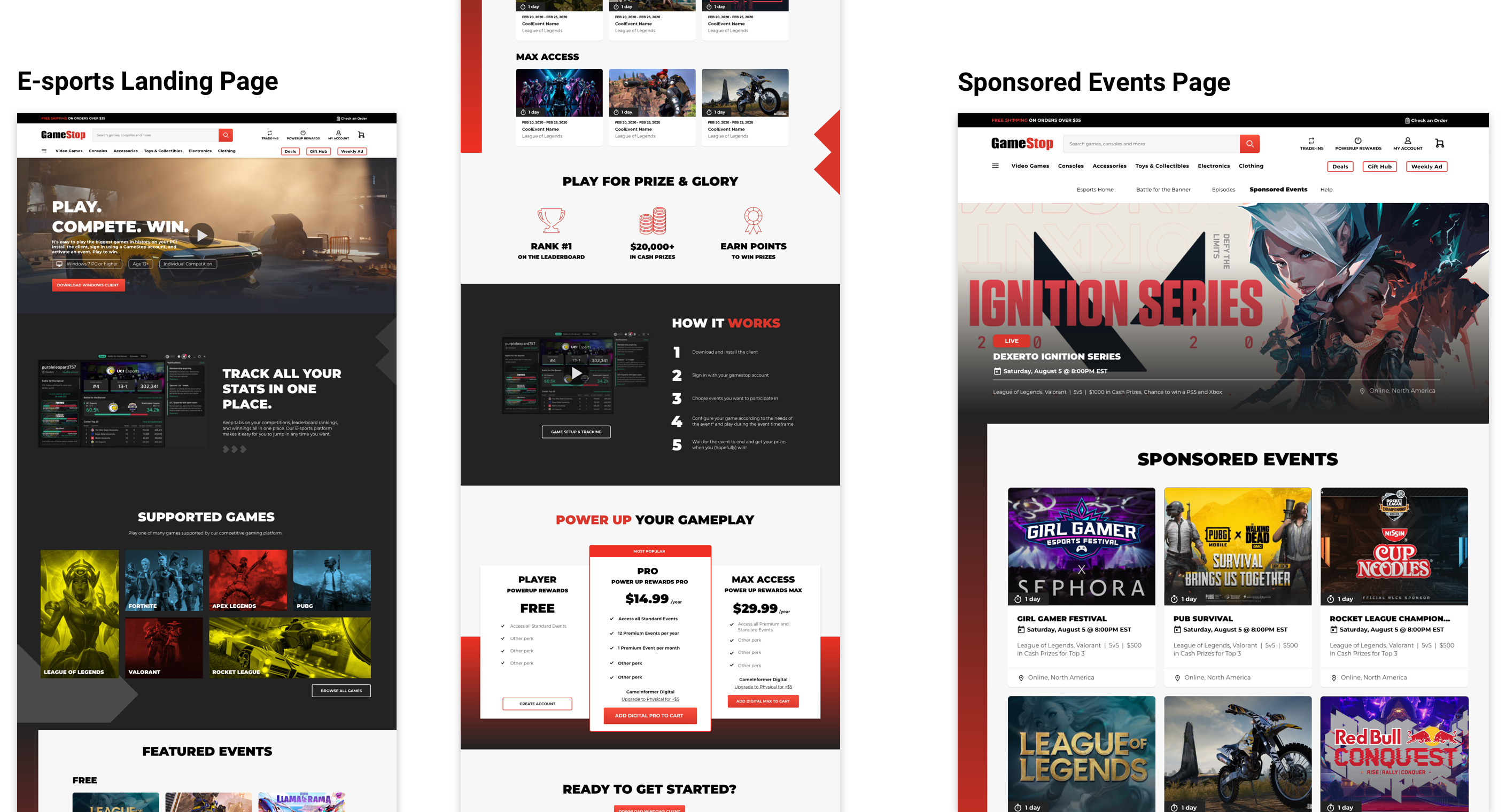 e-sports landing page concept design