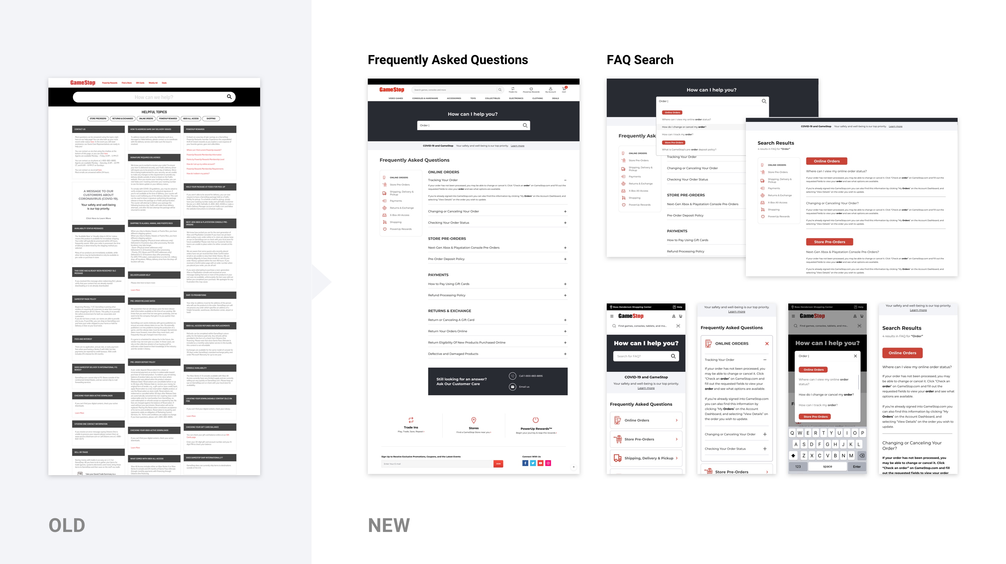 FAQ high fidelity wireframes