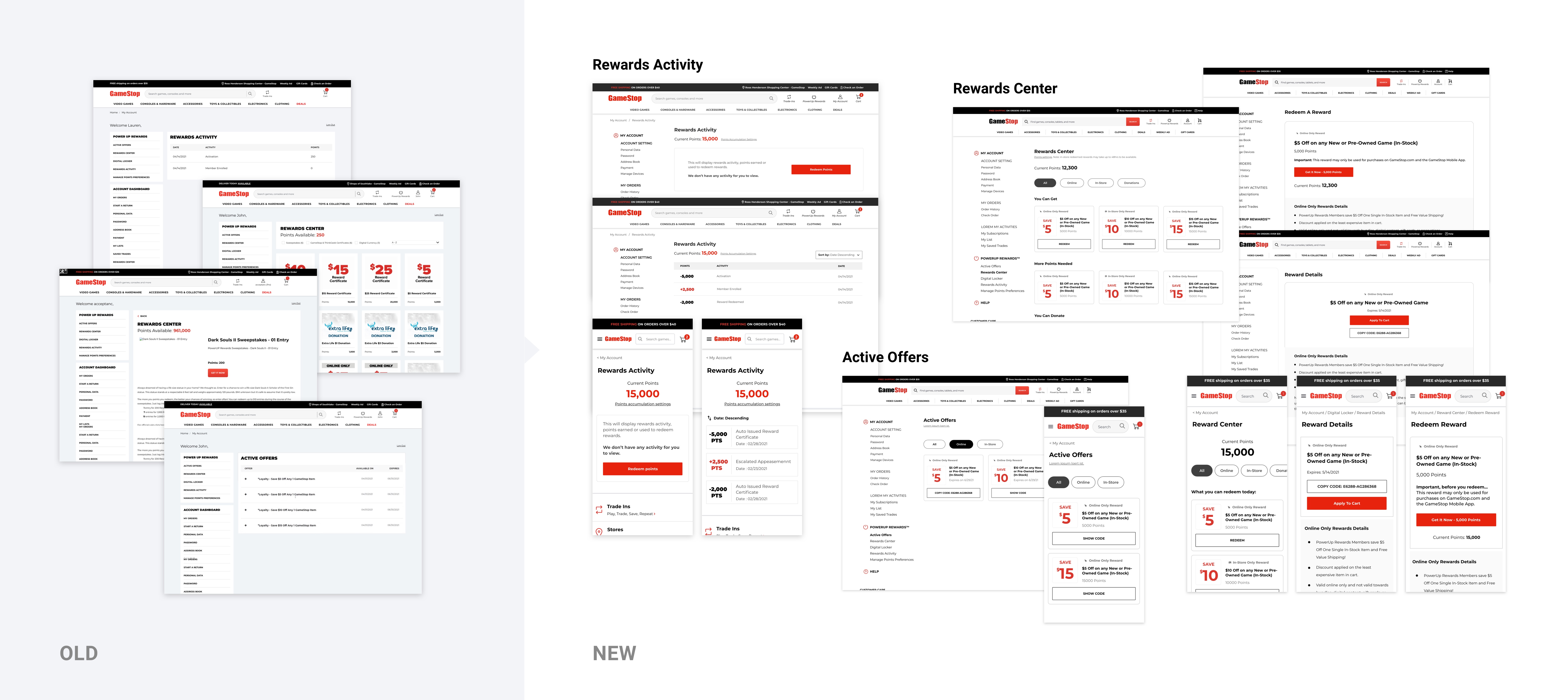 Loyalty and rewards high fidelity screens