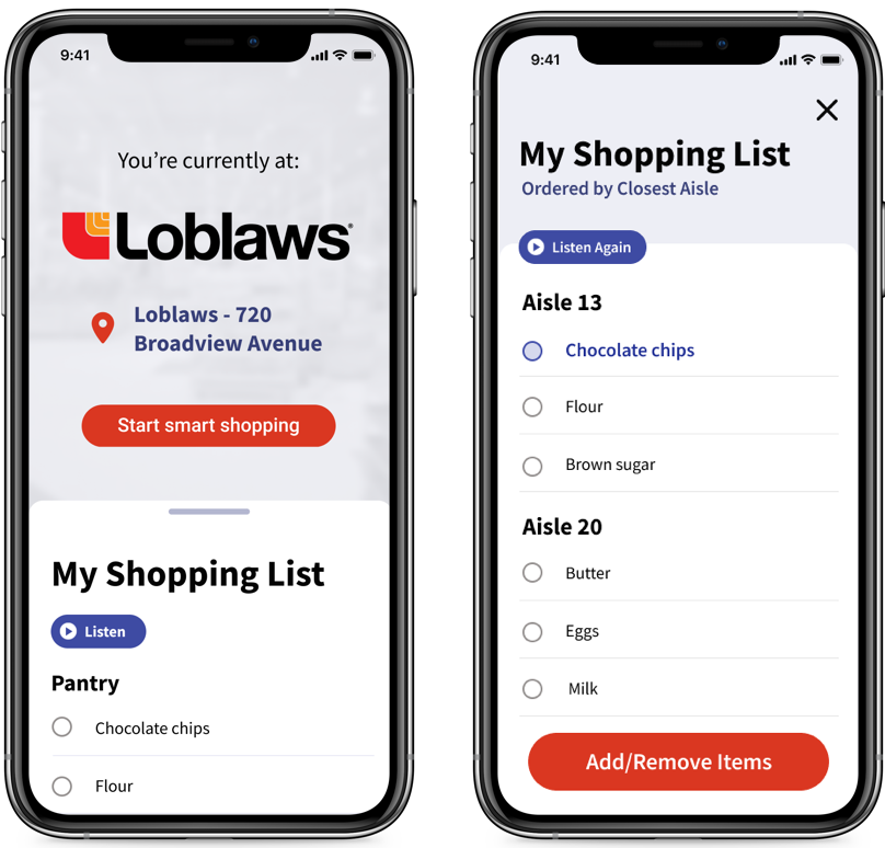 audio input and automatic shopping list generation features