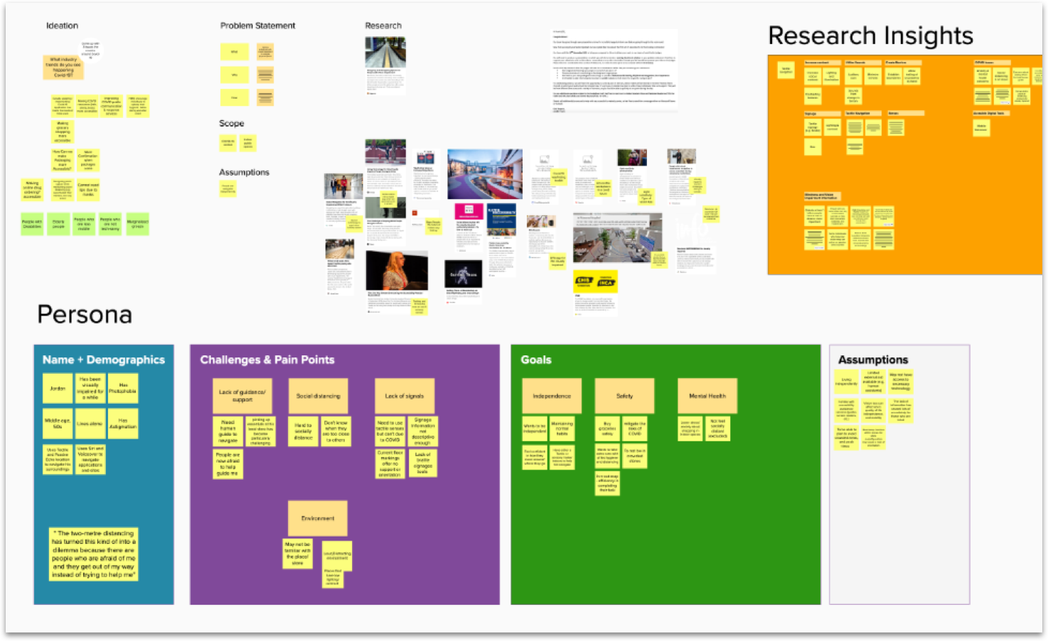 mural board showing our design process